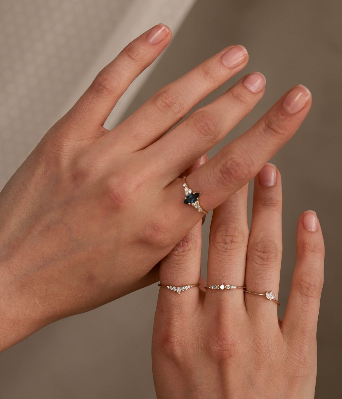 טבעת נגיעה יהלומים | זהב 14k