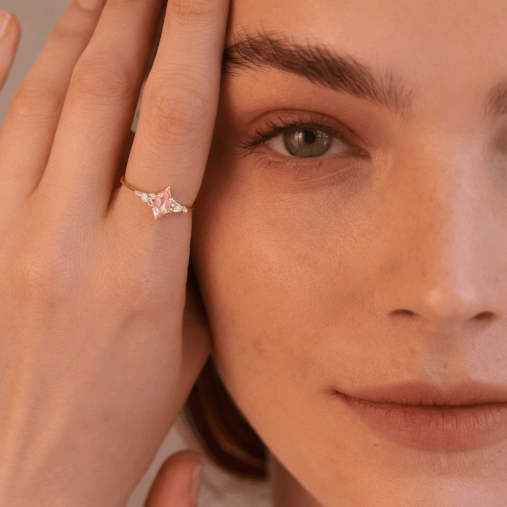 טבעת אליזבט- מורגנייט | זהב 14k