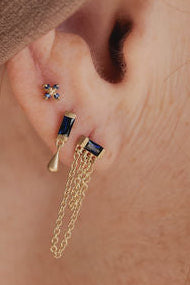 עגילי סלינה - ספיר כחול | זהב 14k