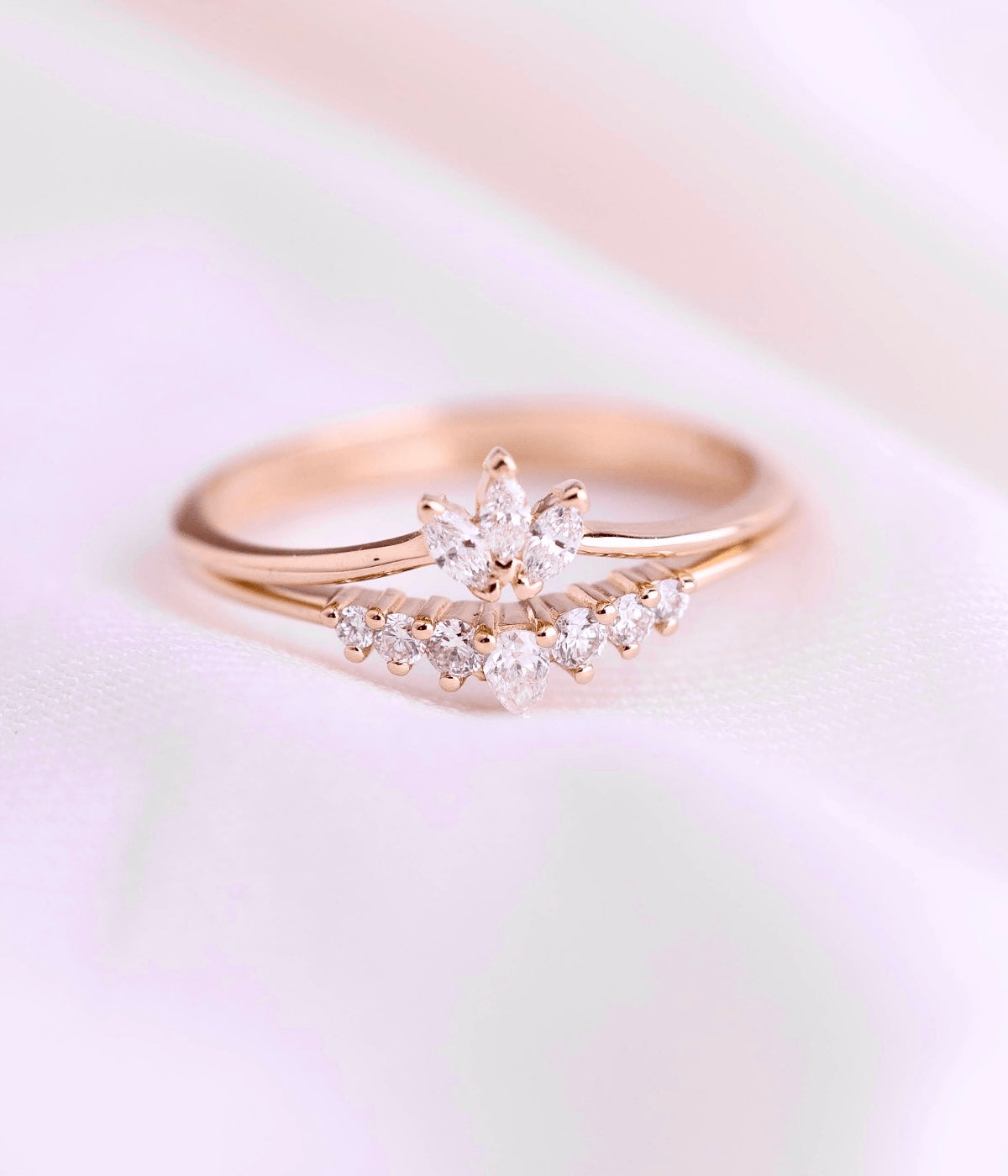 זוג טבעות משלימות מלכה | זהב 14k