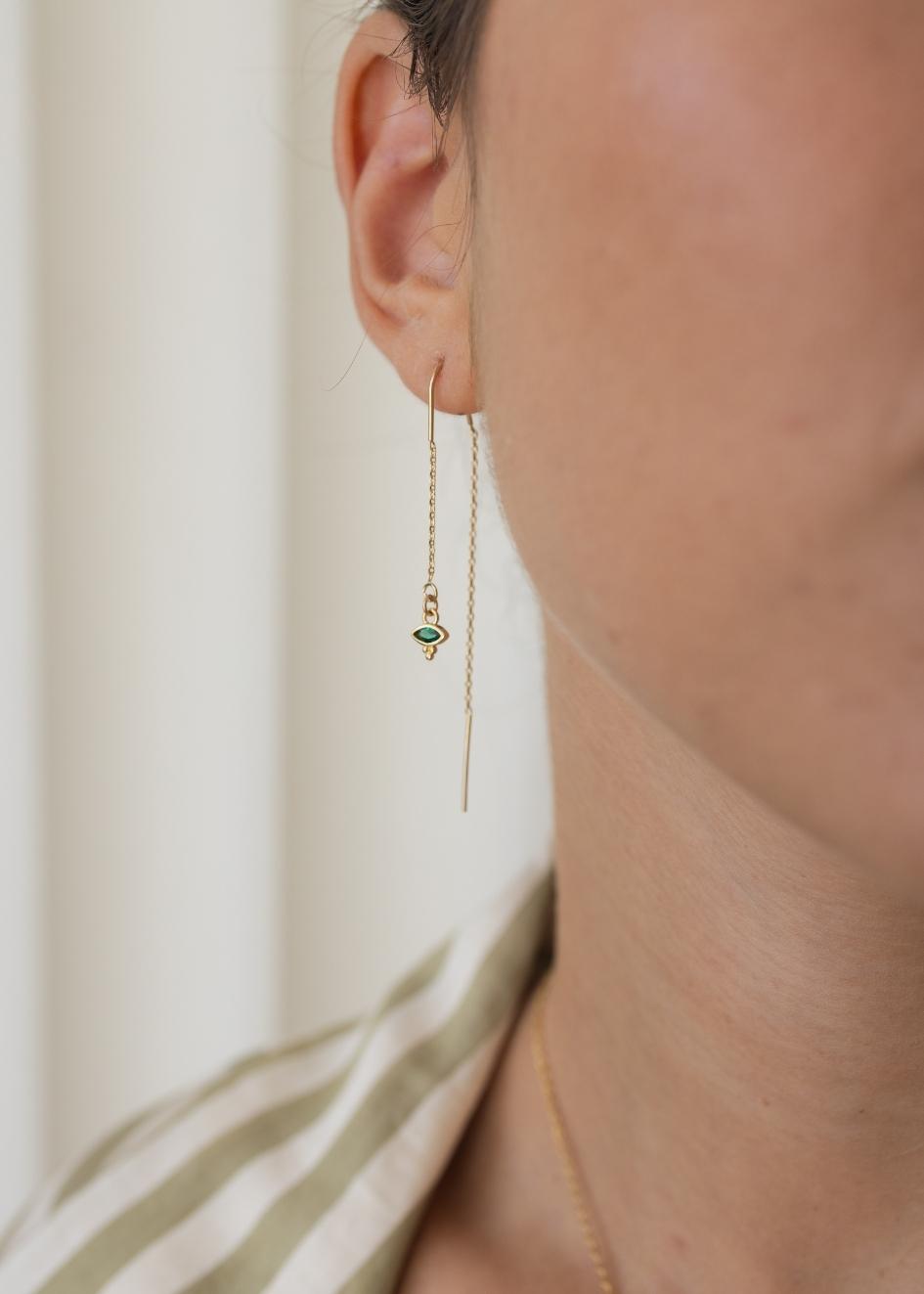 עגילי טולי | צבעים של זירקונים לבחירה: ירוק / לבן / שחור