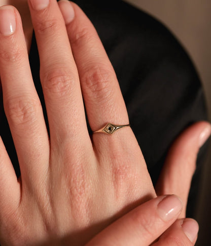 טבעת נוגה יהלום שחור | זהב 14k