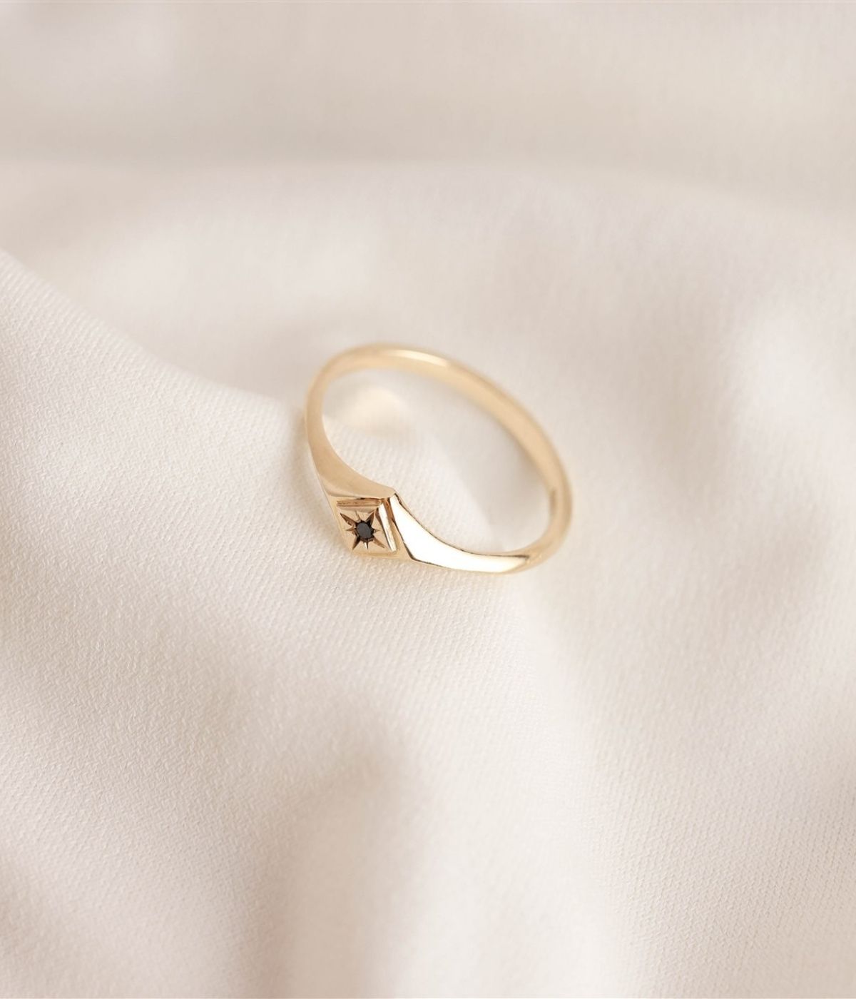 טבעת נוגה יהלום שחור | זהב 14k