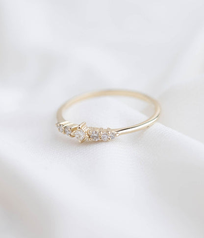 טבעת נגיעה יהלומים | זהב 14k