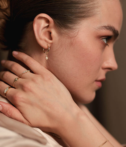 טבעת נגיעה יהלומים | זהב 14k