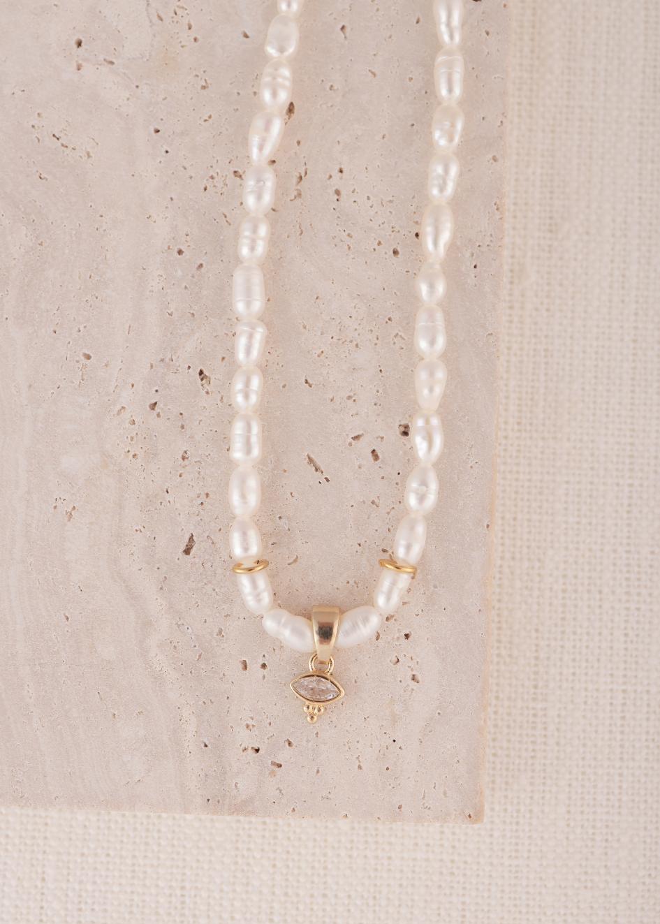 שרשרת פנינת הנהר | עם צבע זירקון  לבחירתך