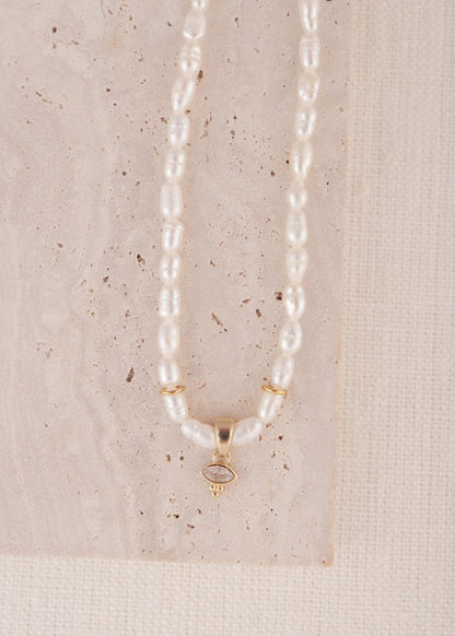 שרשרת פנינת הנהר | עם צבע זירקון  לבחירתך