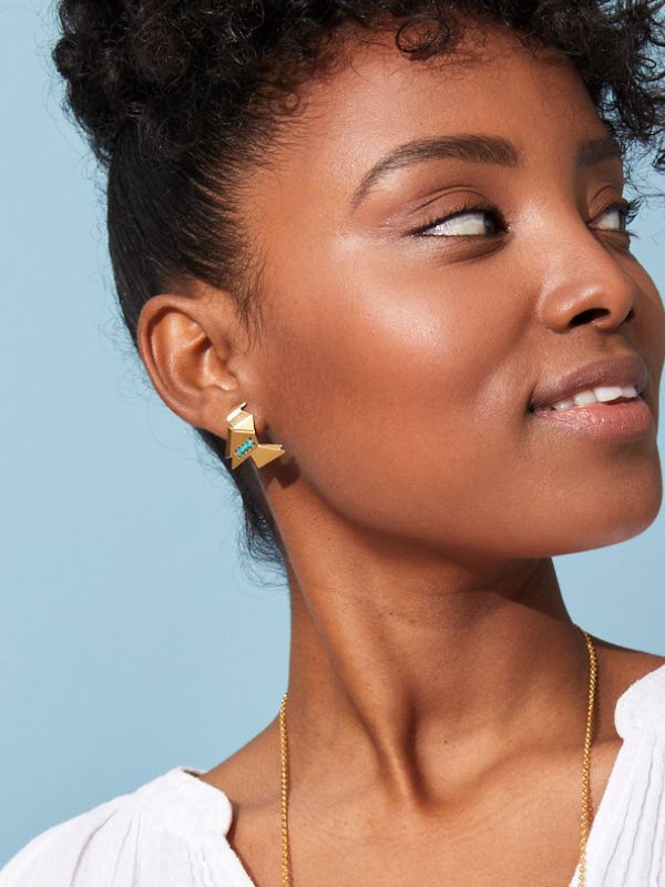 עגיל ציפור אוריגמי עם רקמה לבחירתך