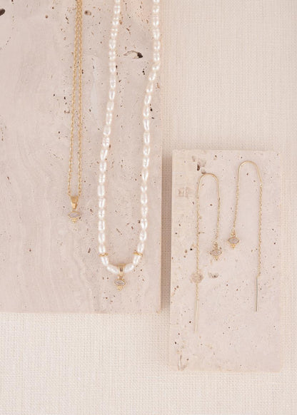 שרשרת פנינת הנהר | עם צבע זירקון  לבחירתך