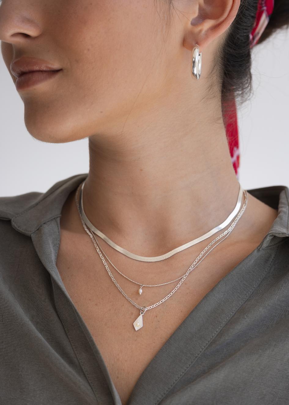 925 שרשרת פנינת האור | כסף