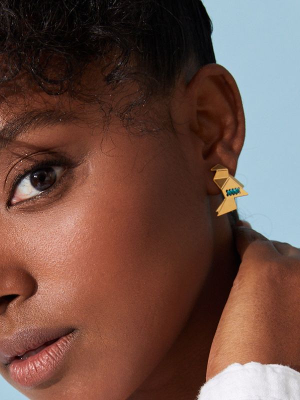 עגיל ציפור אוריגמי עם רקמה לבחירתך