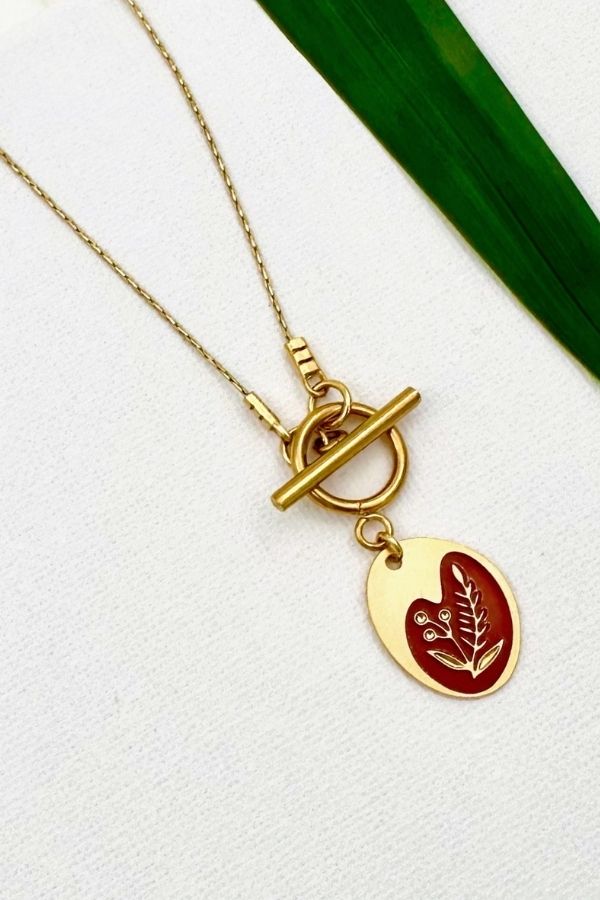 שרשרת פריחה דו צדדית בגוון אדמה עם סגירה מקדימה