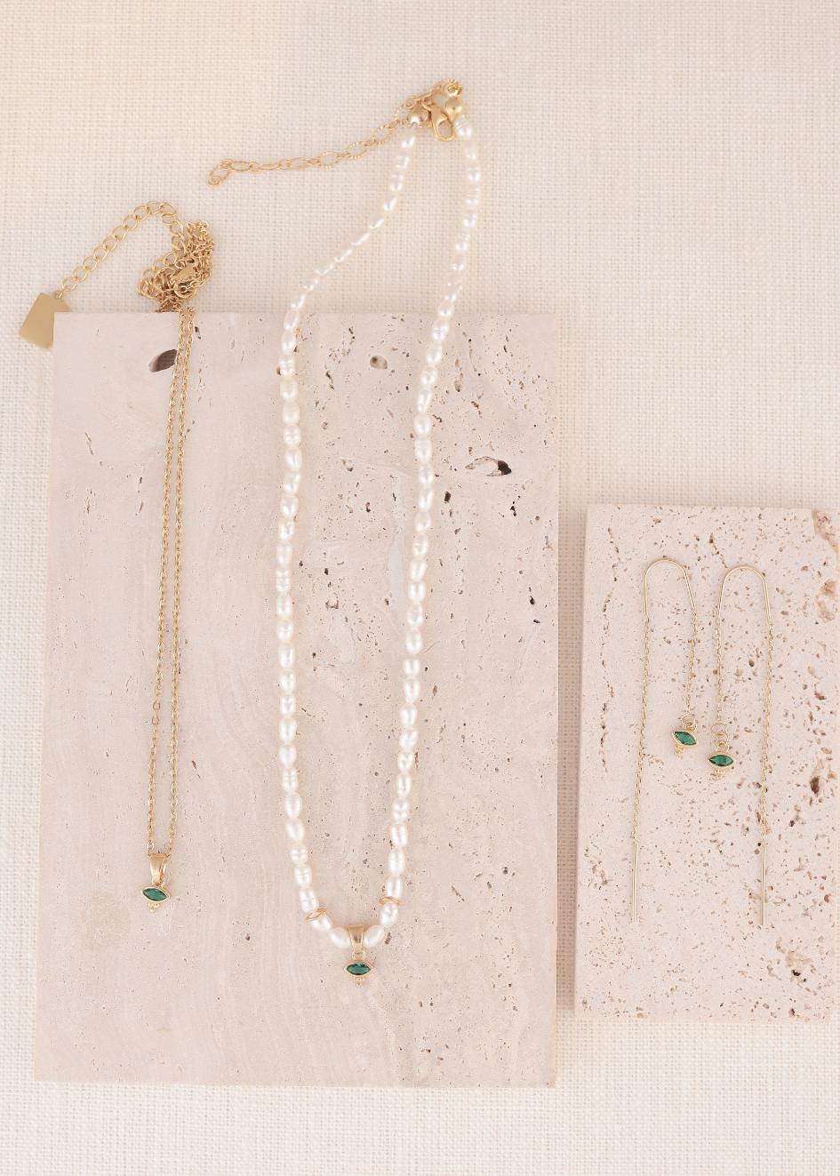 שרשרת פנינת הנהר | עם צבע זירקון  לבחירתך