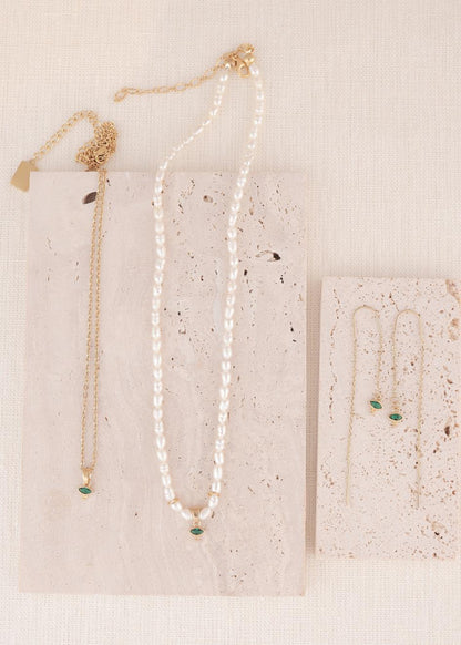 שרשרת פנינת הנהר | עם צבע זירקון  לבחירתך