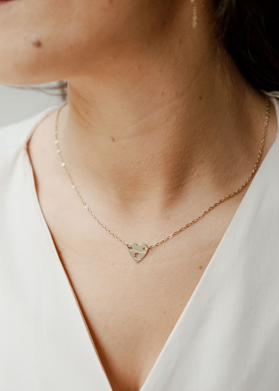 שרשרת לב ובתוכה מגן דוד (חלול)