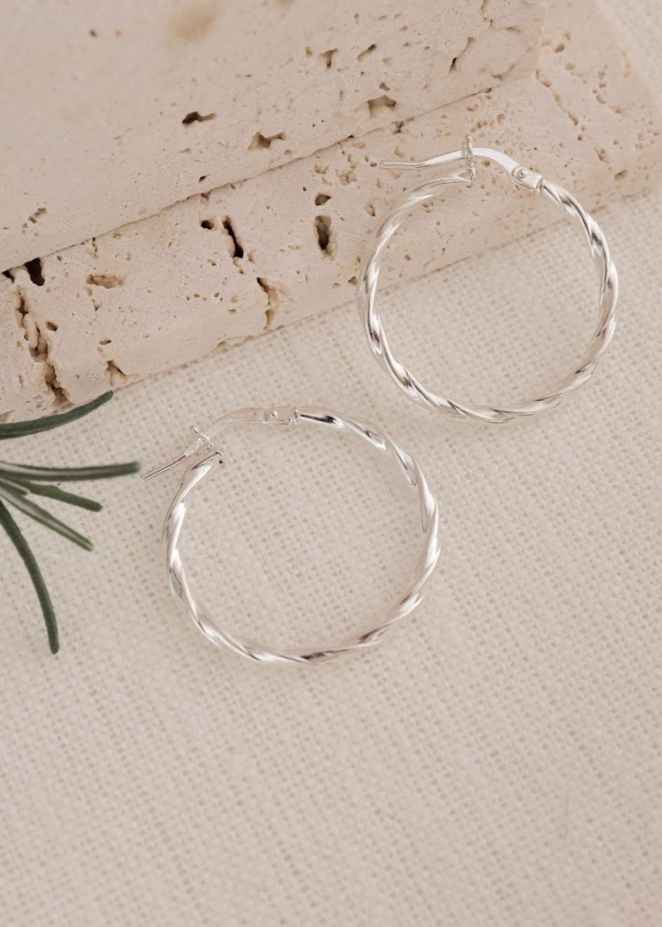 925 עגילי חישוק חבל |  כסף