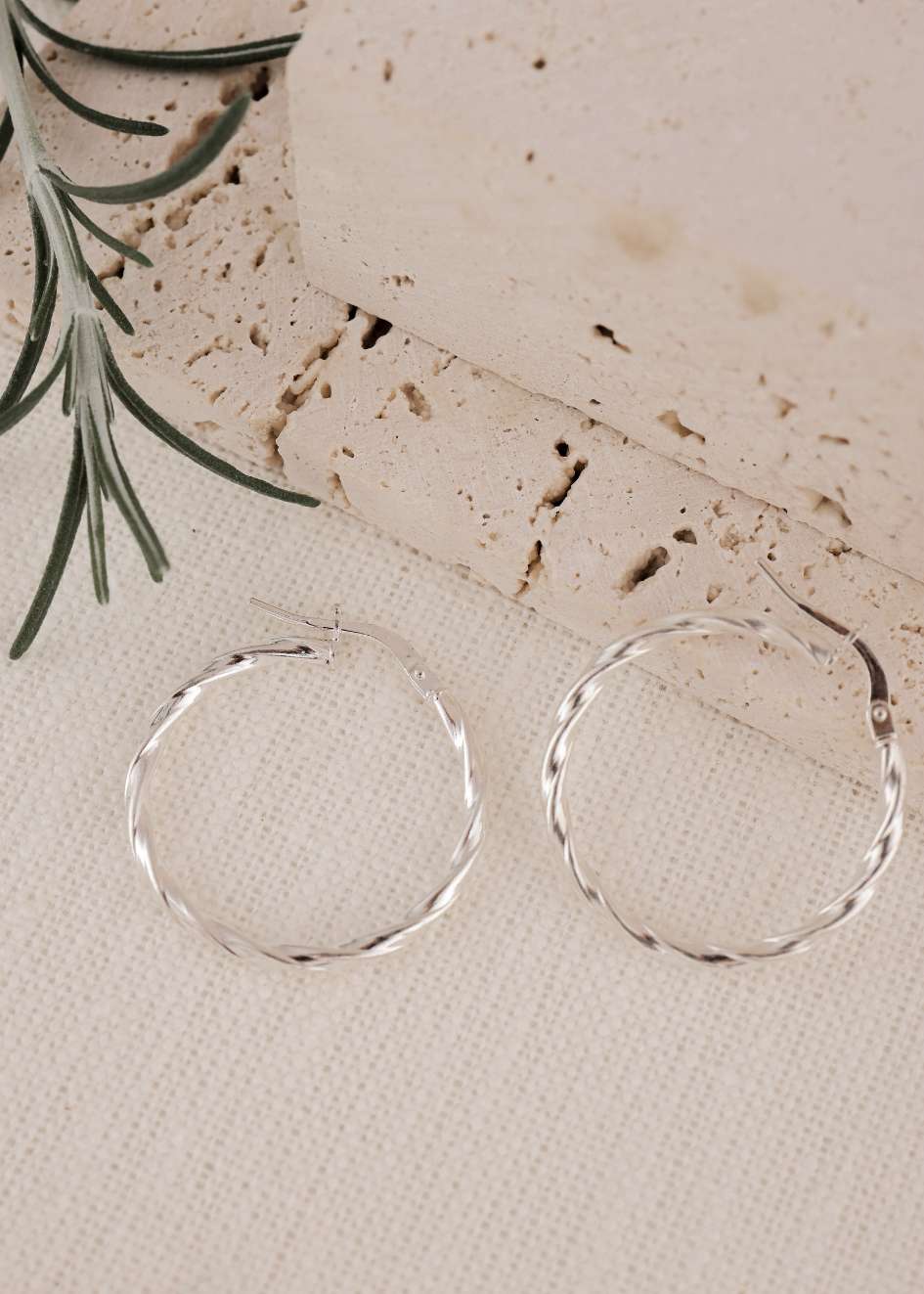 925 עגילי חישוק חבל |  כסף