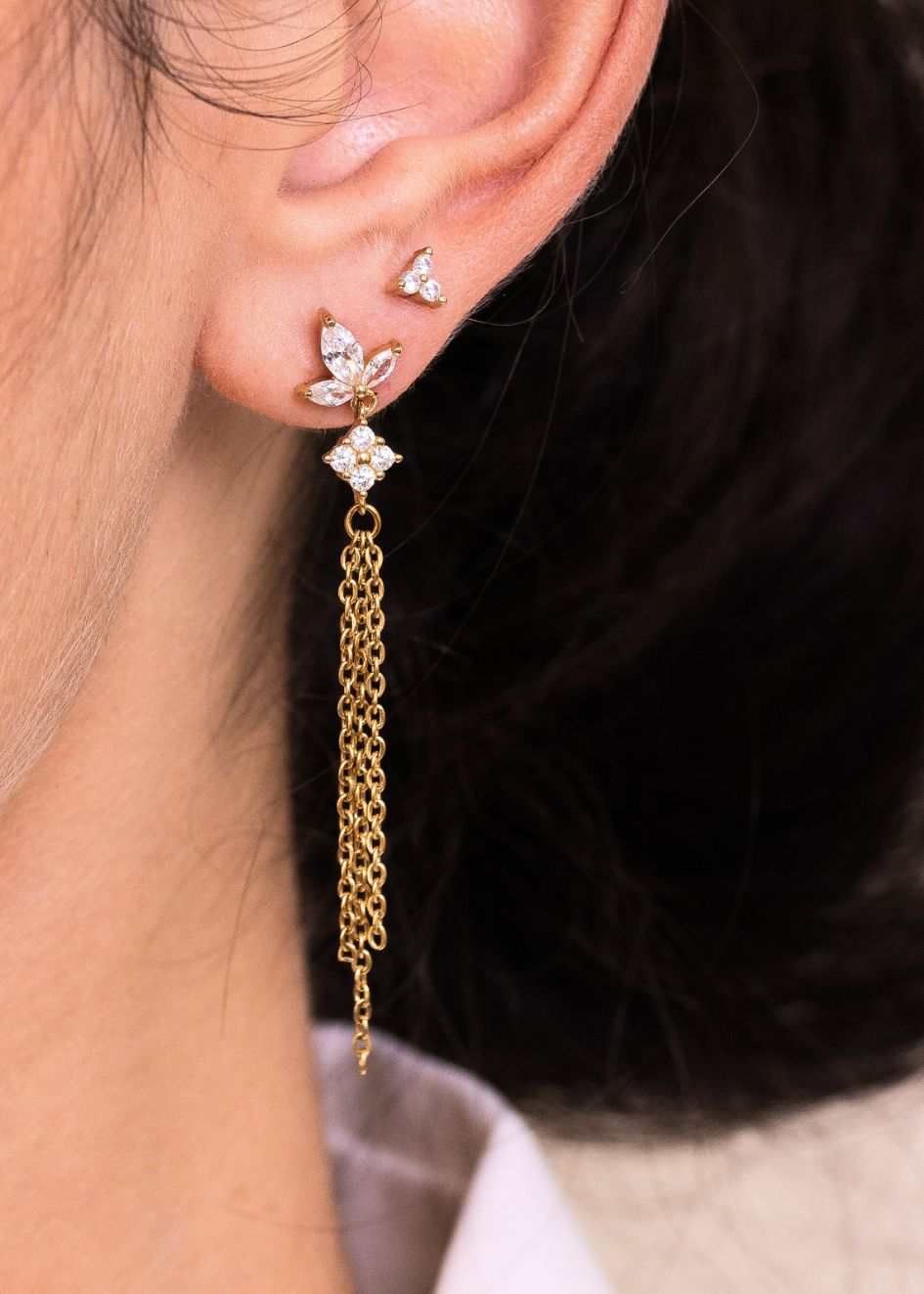 עגילי שובל זרקונים שקופים