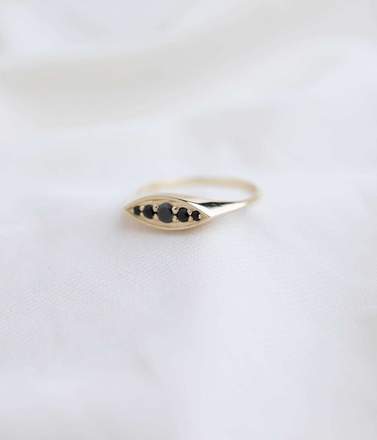 טבעת ליאן שחורה | זהב 14k