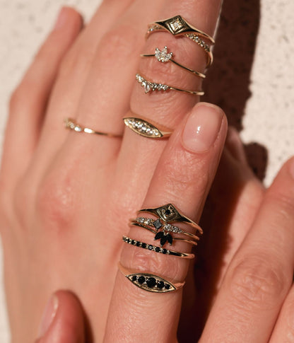 טבעת ליאן שחורה | זהב 14k