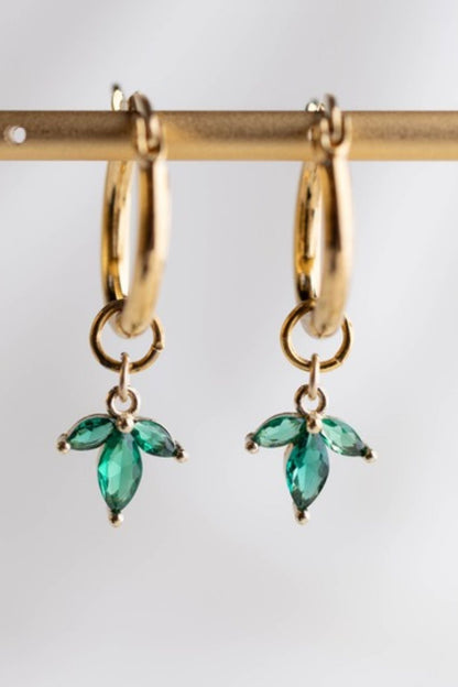 עגילי חישוק לוטוס הירח הירוק