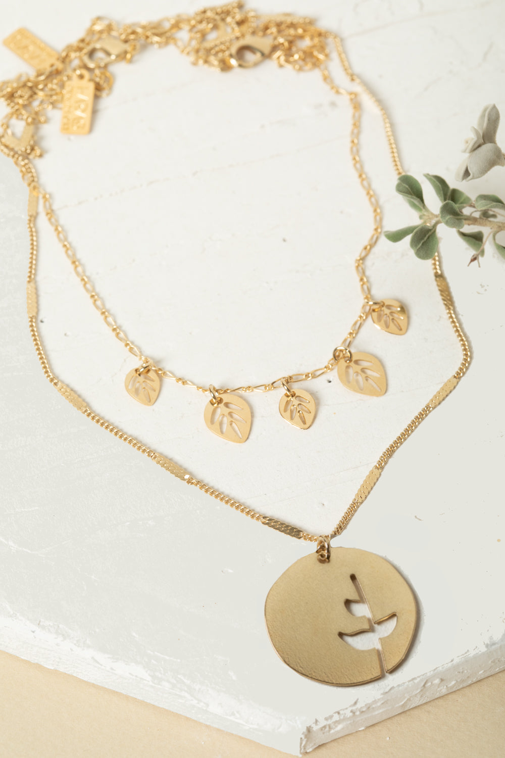 סט שרשראות בעיצוב בוטני, מונסטרה אישית וגבעול המסמל צמיחה