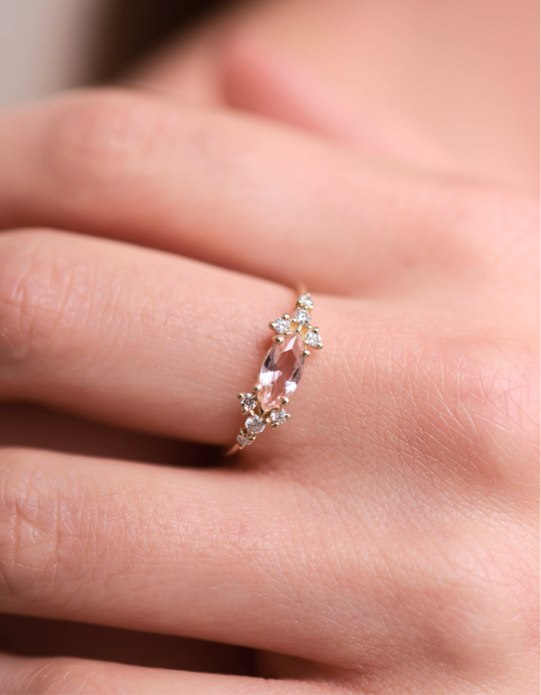 טבעת ויקטוריה -מורגנייט |  זהב 14k