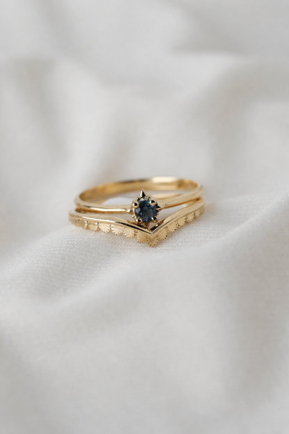 טבעת  שביט בלו טופז לונדון | זהב 14K