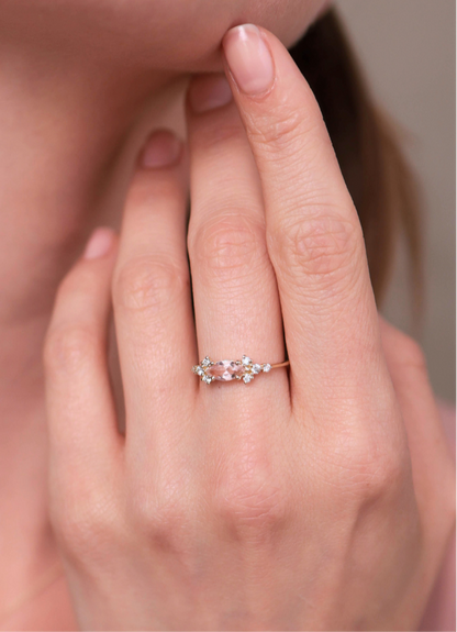 טבעת ויקטוריה -מורגנייט |  זהב 14k