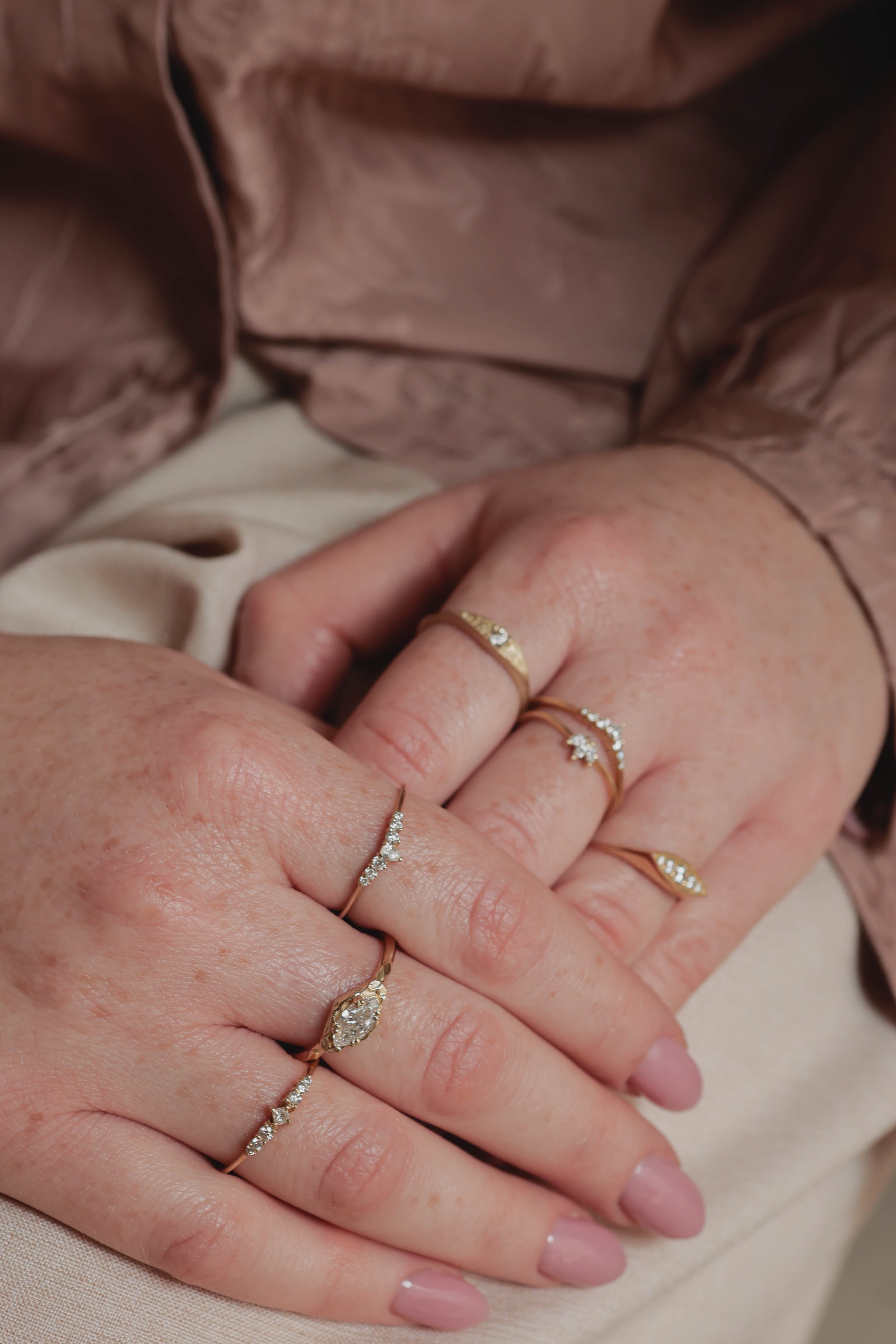 טבעת סהר - יהלום | זהב 14K
