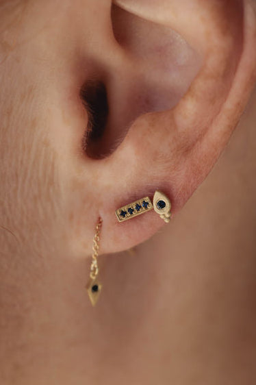 עגילי לוסיה - ספיר כחול |  זהב 14k