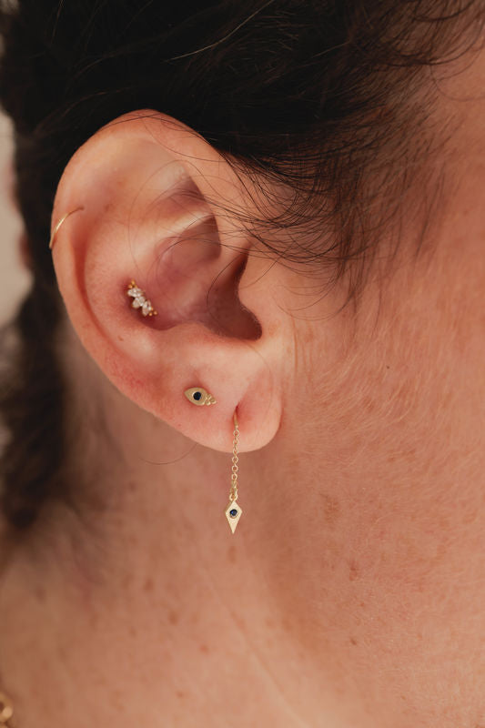 עגילי אדריה - ספיר כחול |  זהב 14k