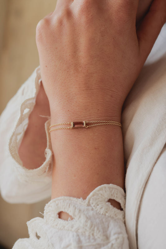 צמיד טל טורמלין ורוד | זהב 14K