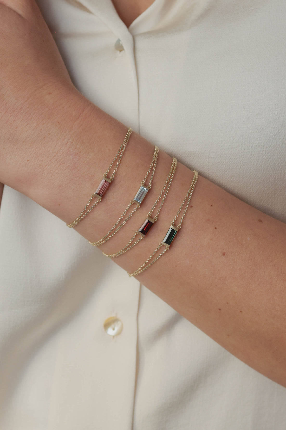 צמיד טל טורמלין ירוק | זהב 14K