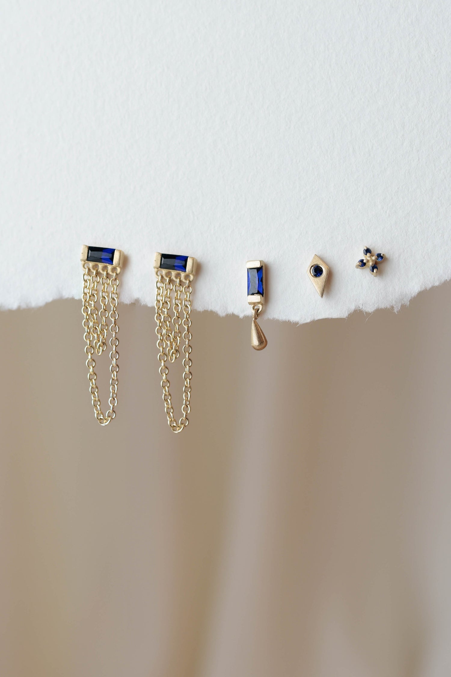 עגילי אליאן - ספיר כחול |  זהב 14k