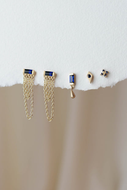 עגילי אליאן - ספיר כחול |  זהב 14k