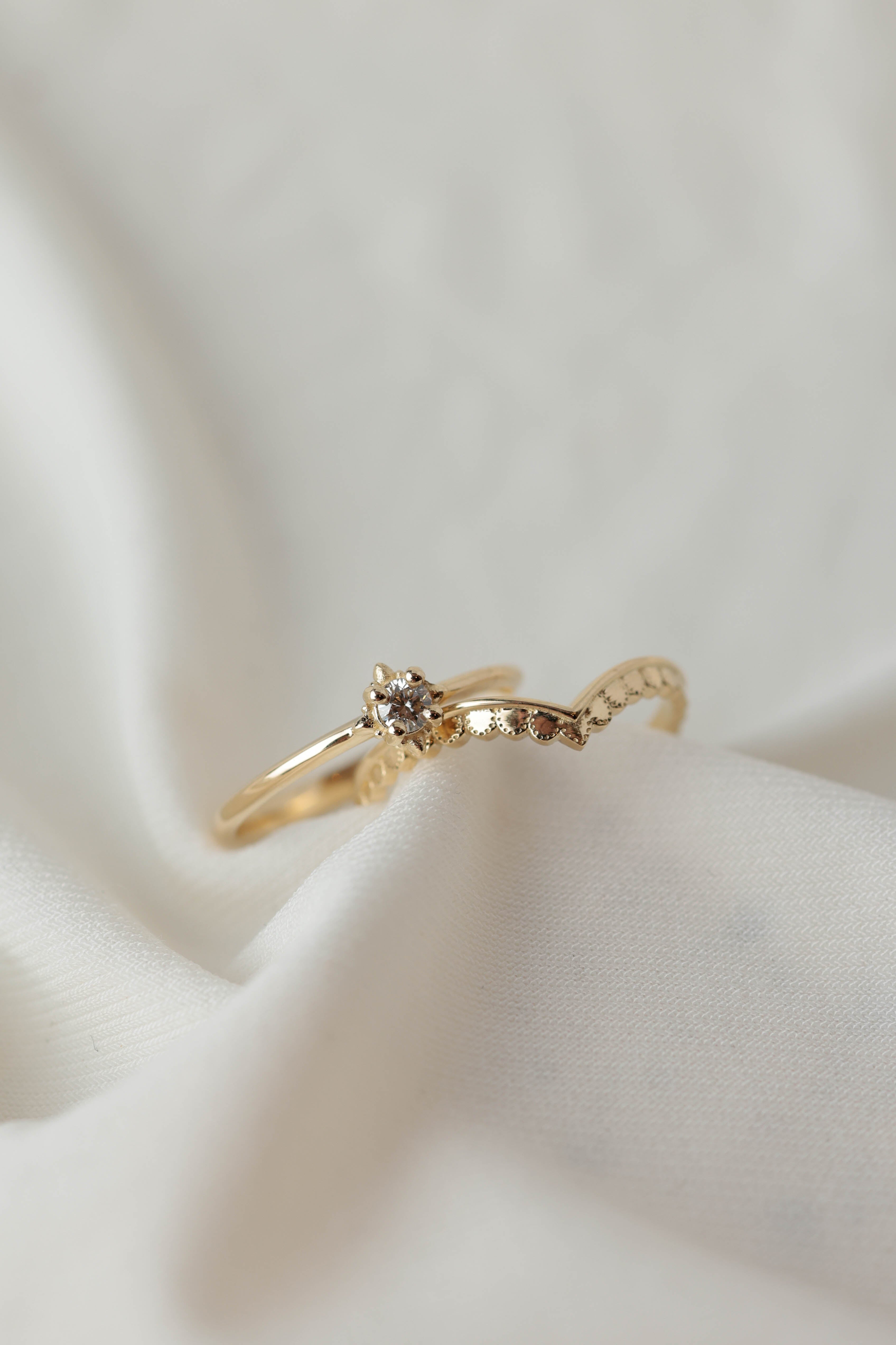 סט טבעות יהל - יהלום | זהב 14K