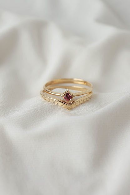 סט טבעות יהל - טורמלין ורוד | זהב 14K