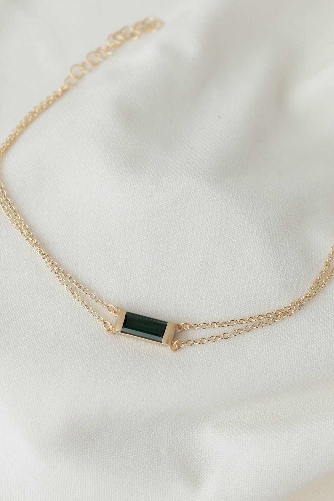 צמיד טל טורמלין ירוק | זהב 14K