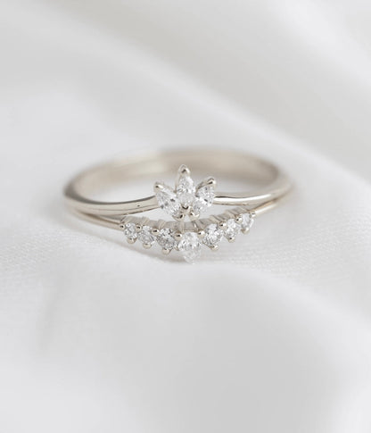 זוג טבעות משלימות מלכה |  זהב 14k