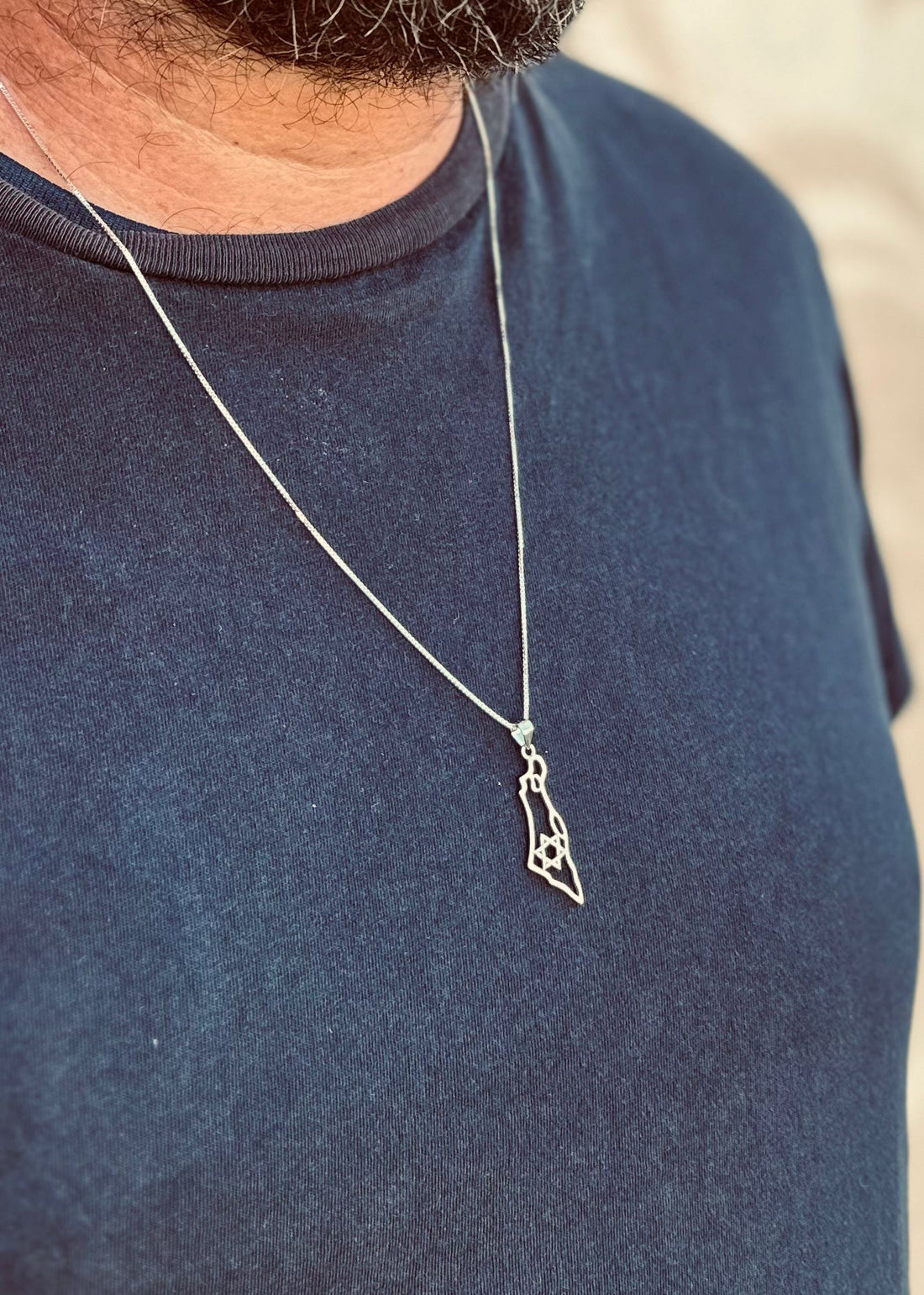 שרשרת ארץ ישראל לגבר | כסף טהור