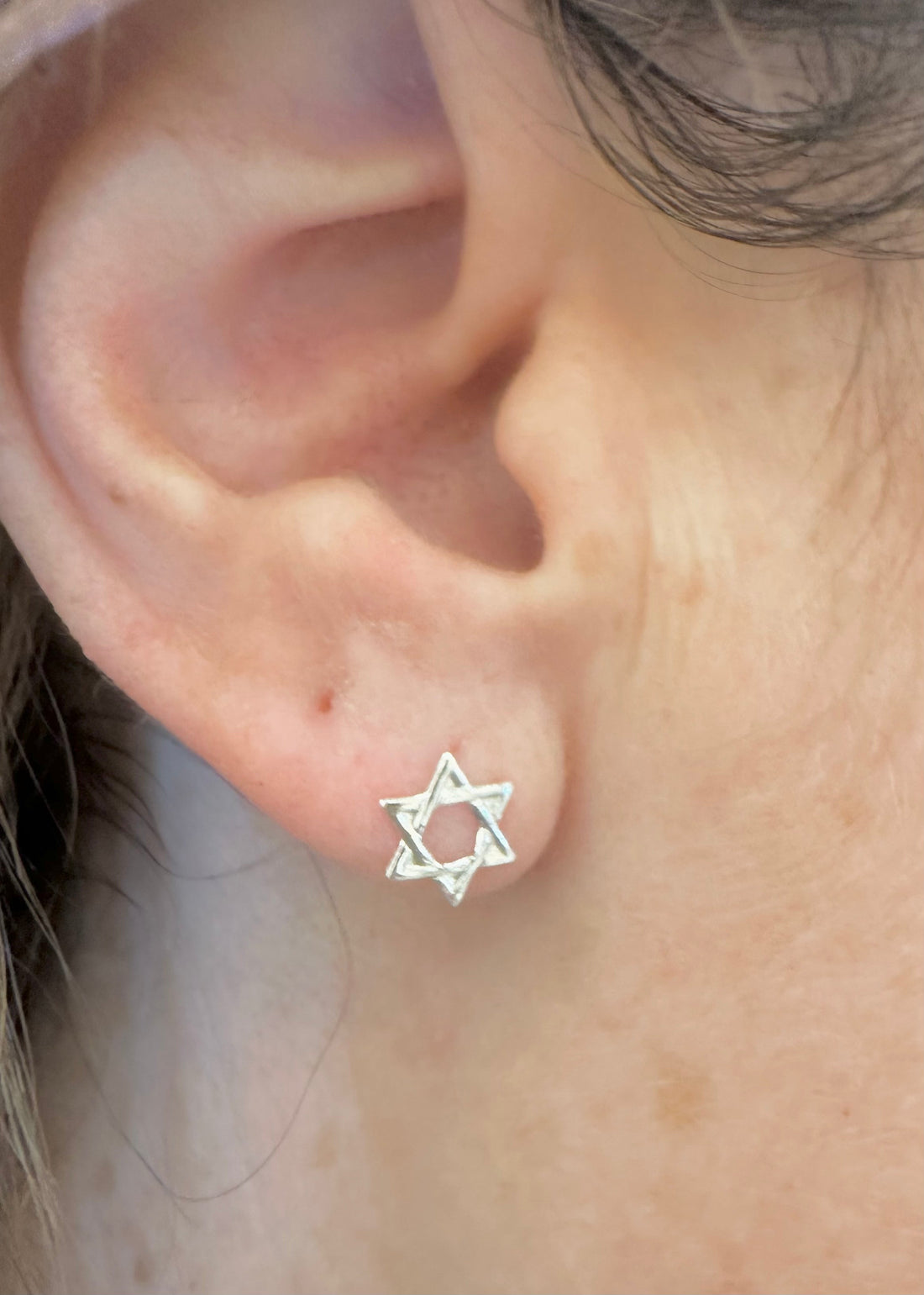 עגילי מגן דוד קטנים צמודים |  כסף 925