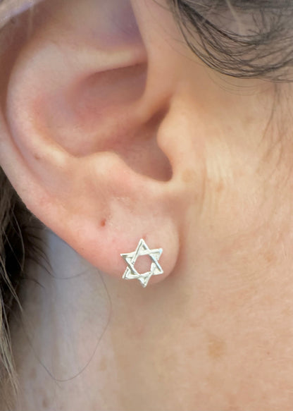 עגילי מגן דוד קטנים צמודים |  כסף 925