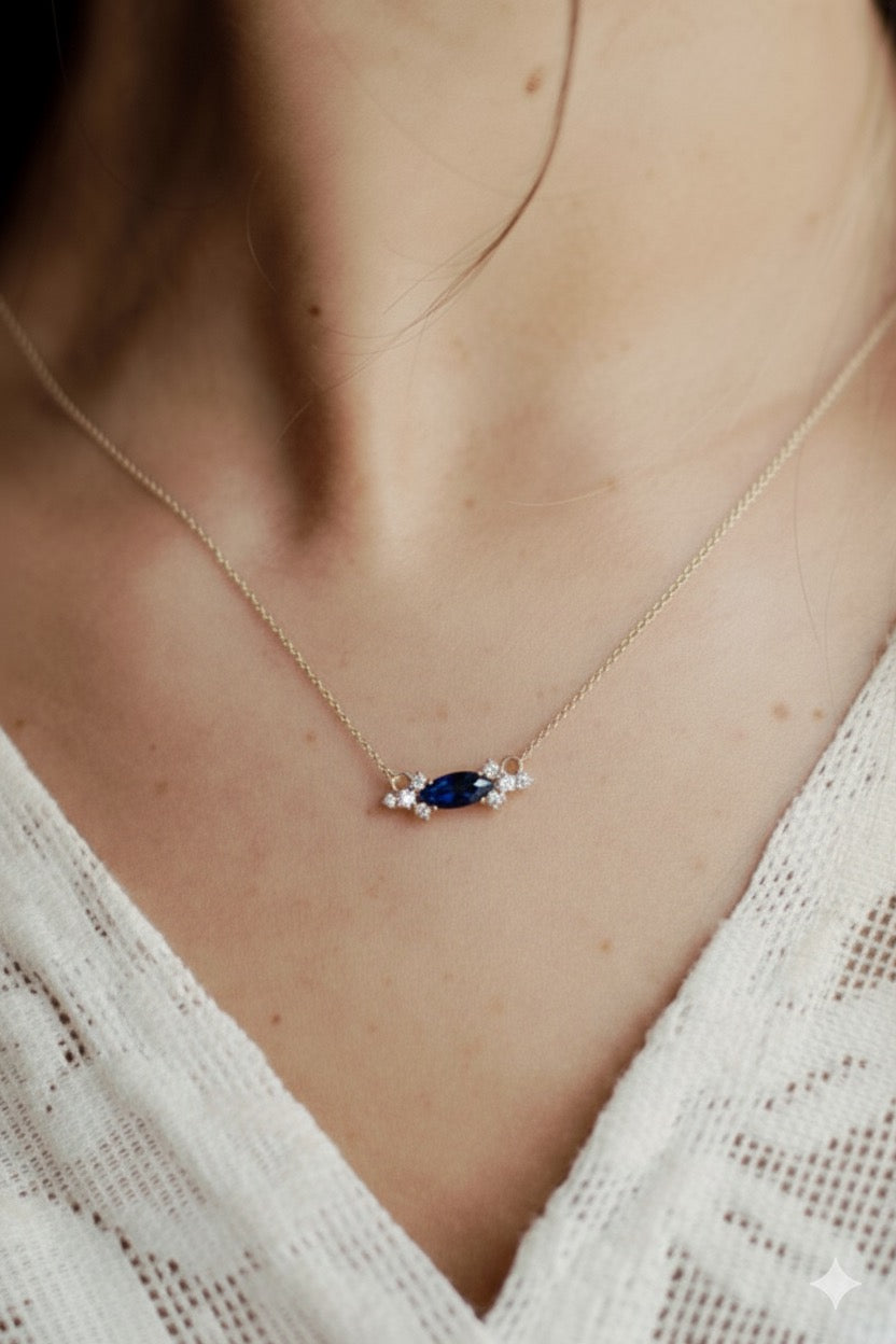 שרשרת לואיזה- ספיר  |  זהב 14k