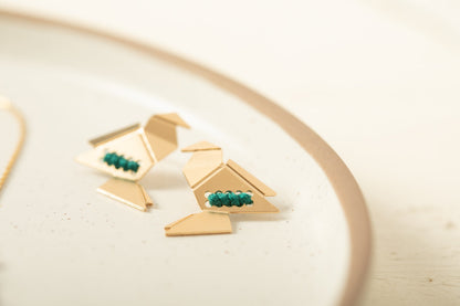 עגיל ציפור אוריגמי עם רקמה לבחירתך