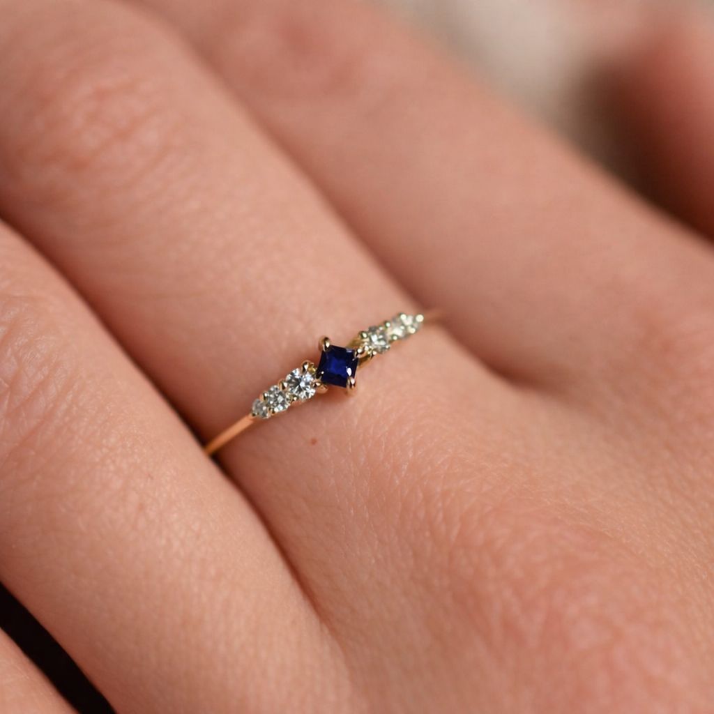 טבעת נגיעה אבן ספיר | זהב 14k