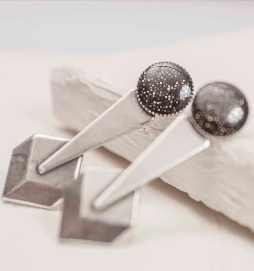 Geometric Silver Big Stud Earrings, Fashion Jewelry For Women, Designer Large Studs